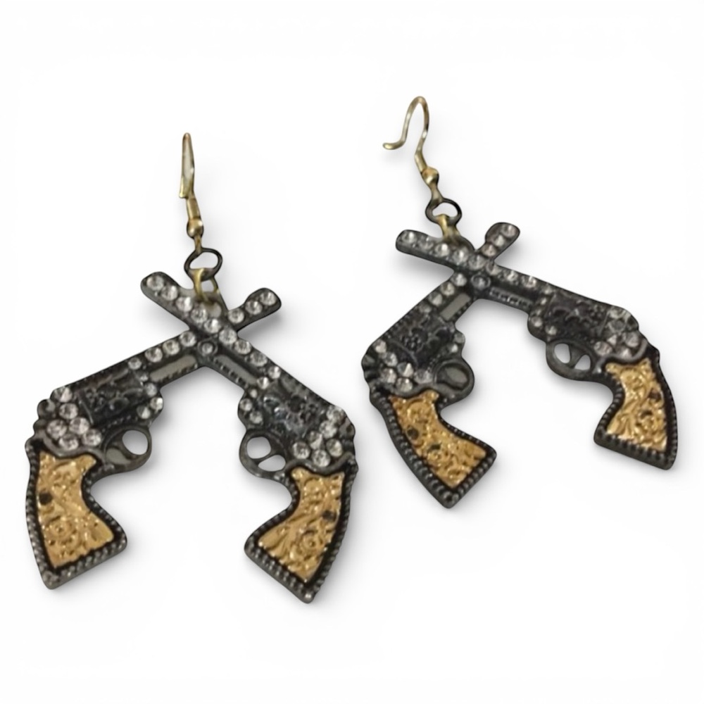 Cowgirl Revolver Dangle Earrings